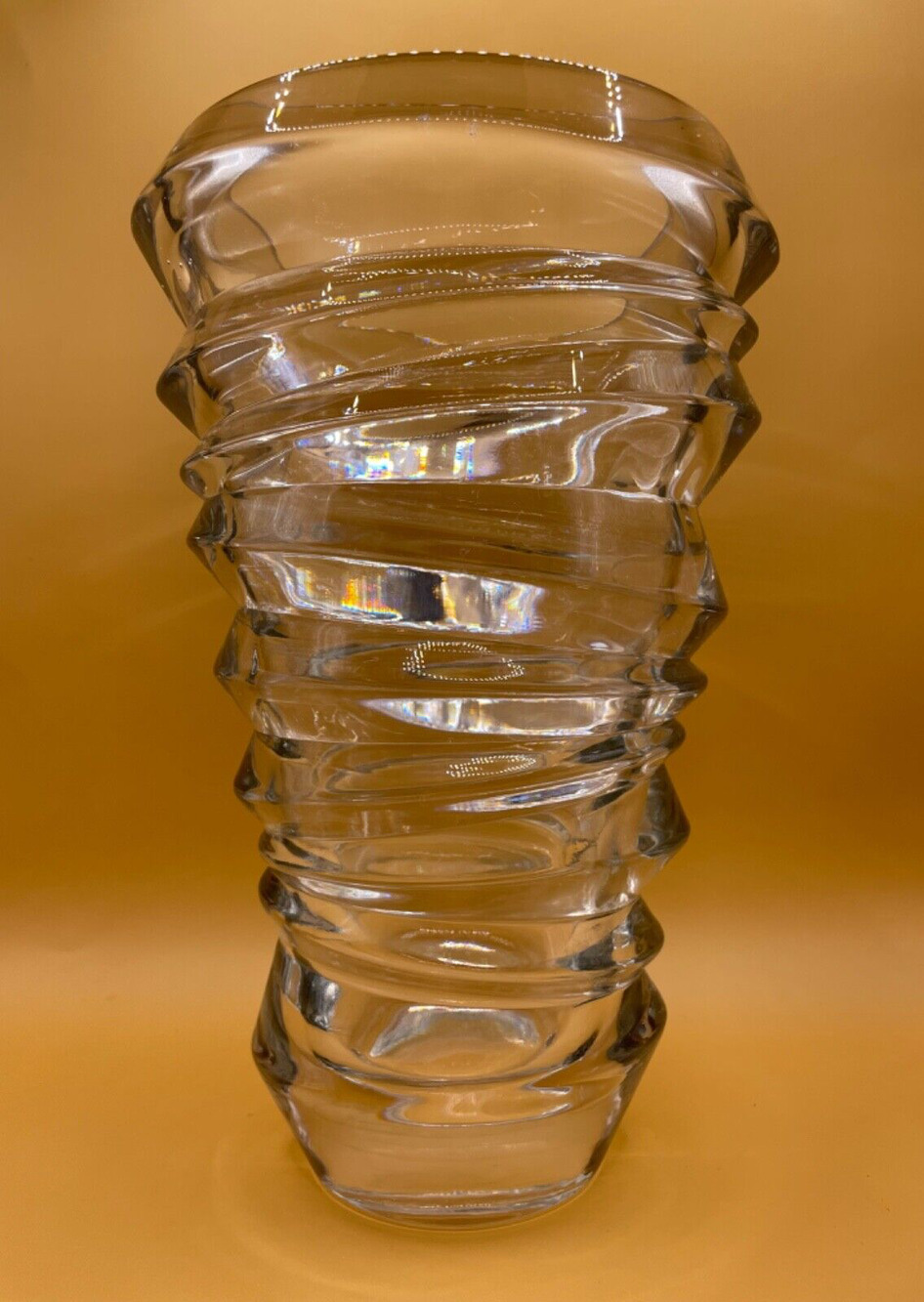 Vintage Nachtmann Heavy Crystal Glass Vase Abstract Riedel Germany